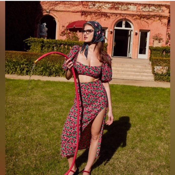 For Love & Lemons x Free People Barolo Midi Skirt | Size Large - Picture 8 of 16